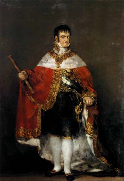 Francisco de goya y Lucientes King Ferdinand VII with Royal Mantle